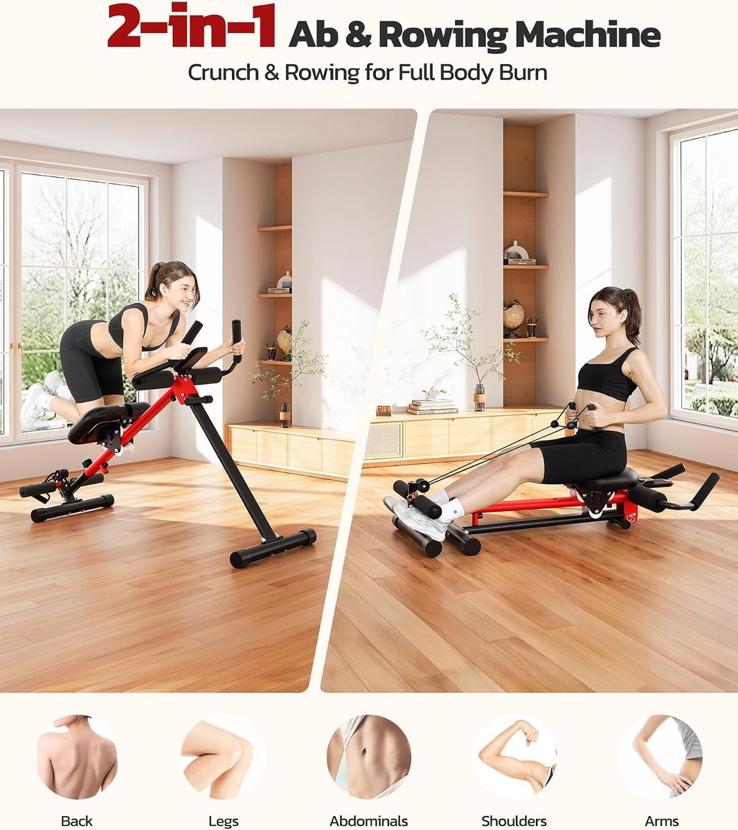YOLEO Ab and Rowing Machine, 2-in-1 view 2