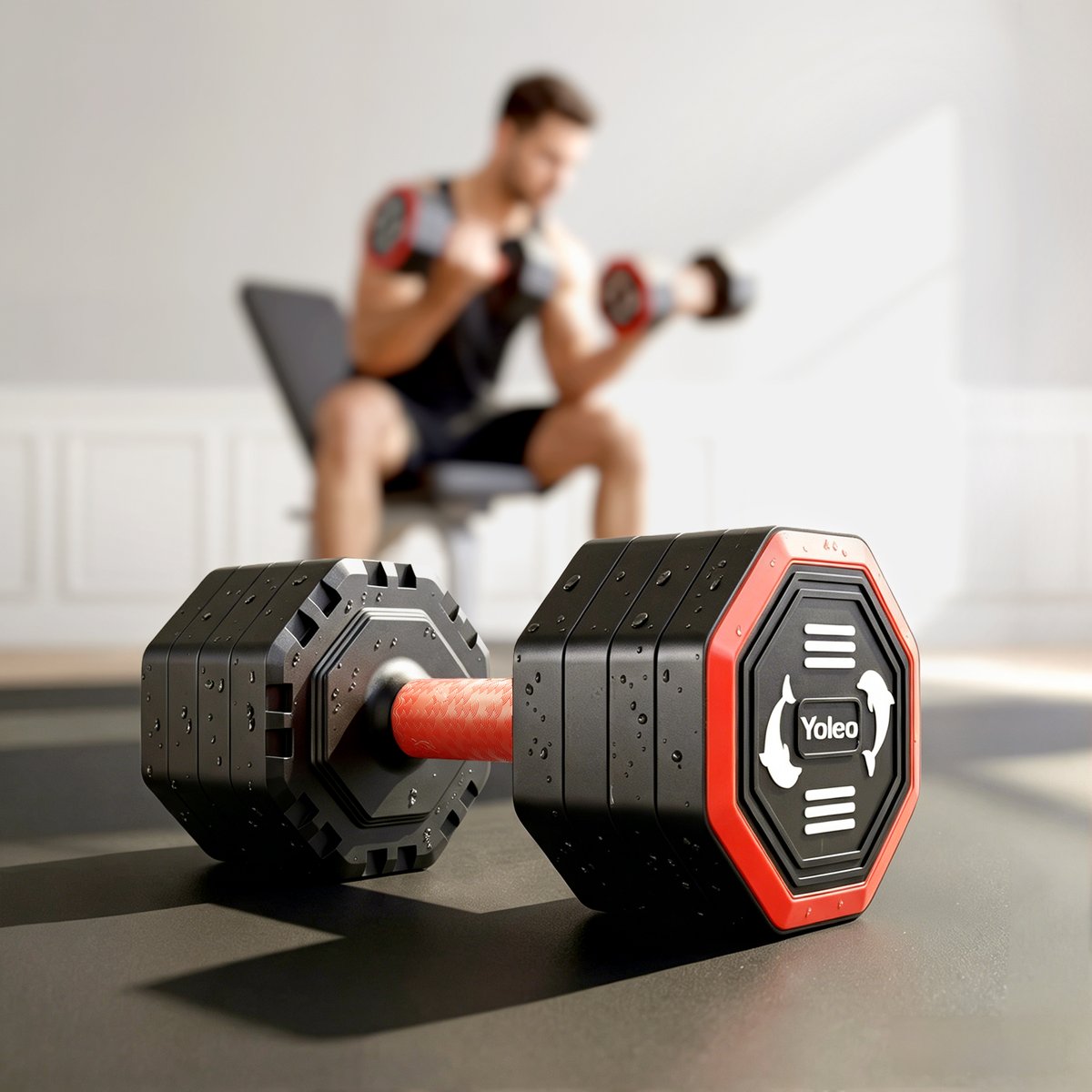 A YOLEO adjustable dumbbell
