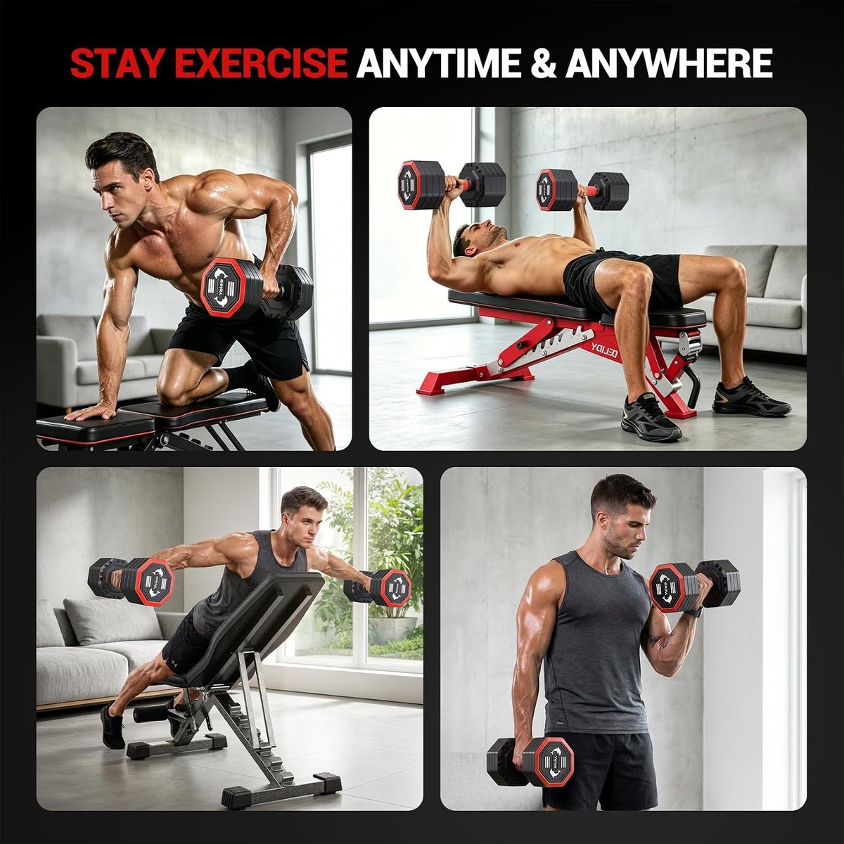 YOLEO Adjustable Dumbbell Set, 4-in-1 view 4