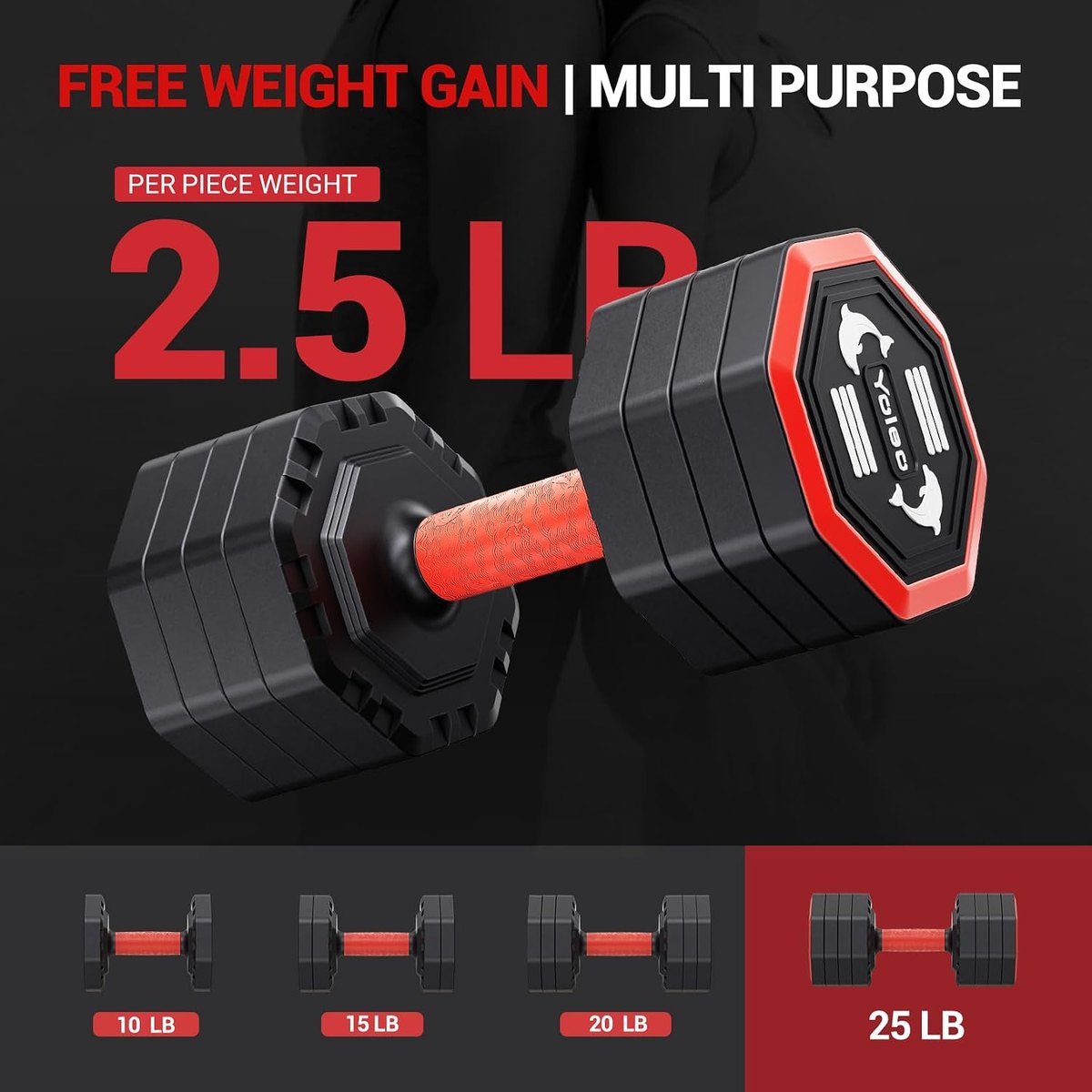 YOLEO Adjustable Dumbbell Set, 4-in-1 view 5