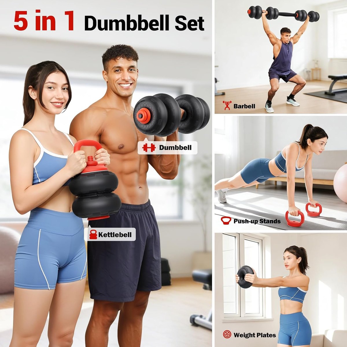 YOLEO Adjustable Dumbbell Set, 5-in-1 view 5
