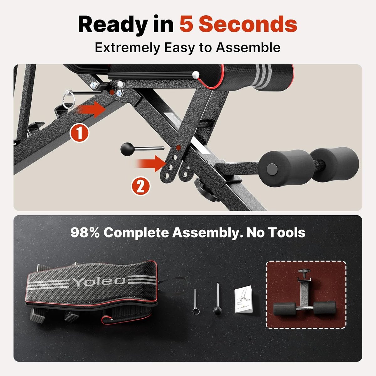 YOLEO Adjustable Weight Bench, 827 lb view 3