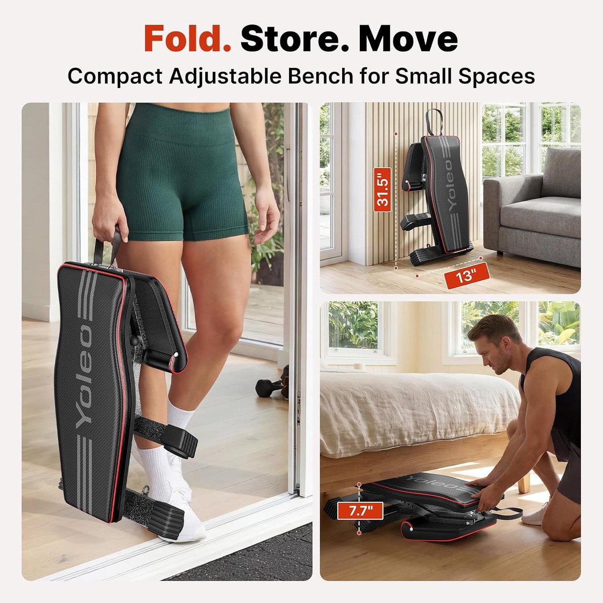 YOLEO Adjustable Weight Bench, 827 lb view 5
