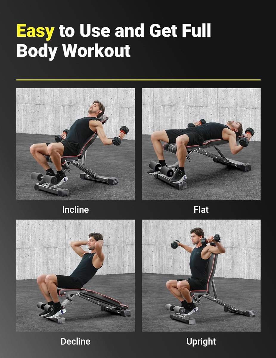 YOLEO Adjustable Weight Bench, Extended Backrest view 6