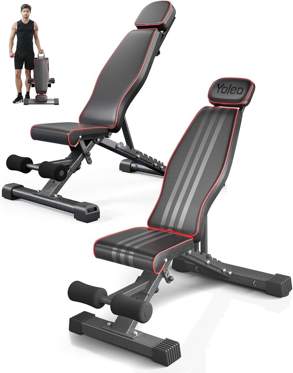 YOLEO Adjustable Weight Bench, Main + Assist