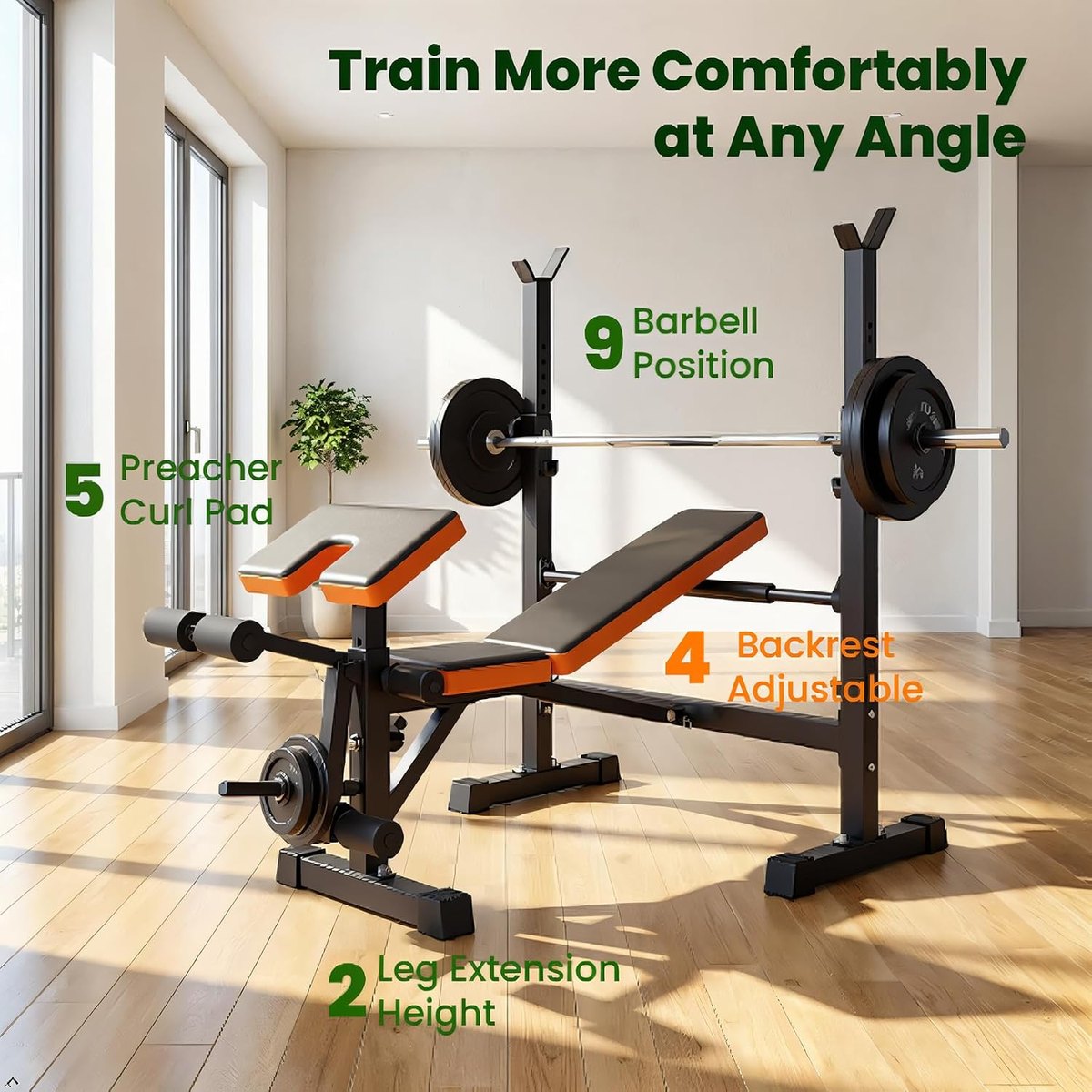 YOLEO Bench Press Set with Squat Rack, 6-in-1 view 2