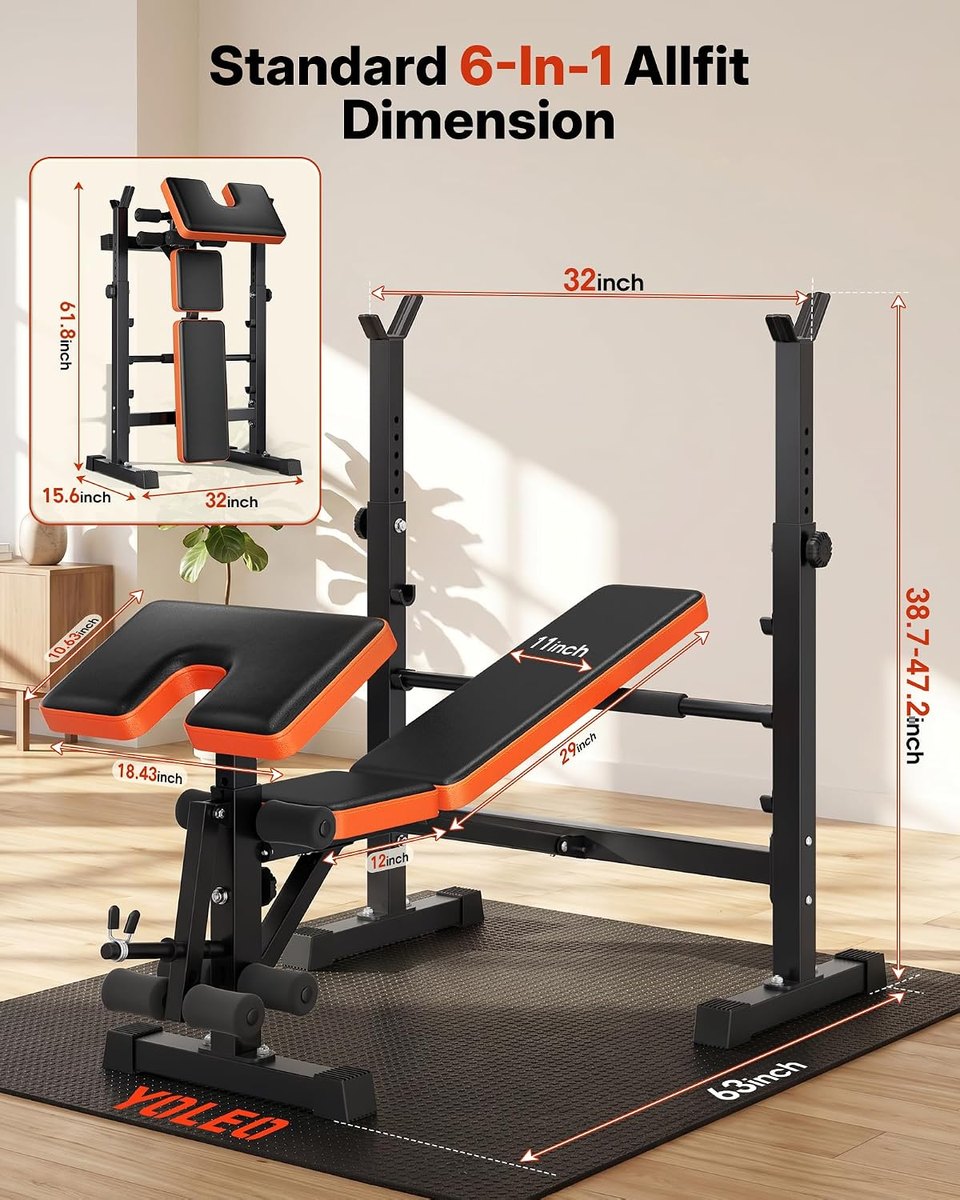 YOLEO Bench Press Set with Squat Rack, 6-in-1 view 4