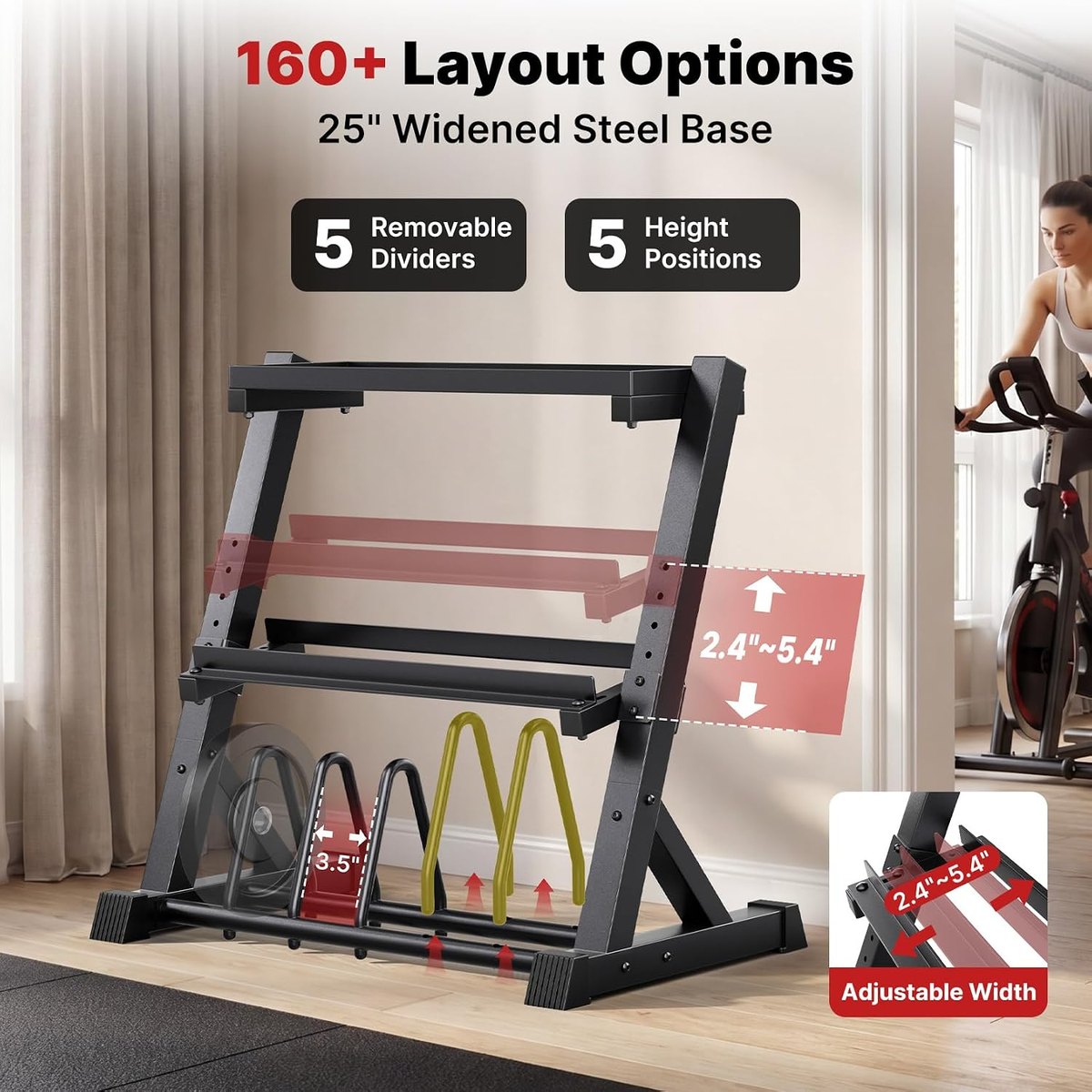 YOLEO Dumbbell Rack with Adjustable Width view 2