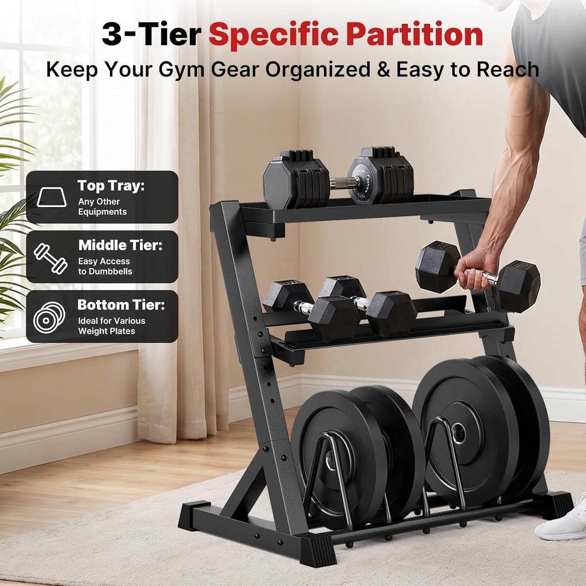 YOLEO Dumbbell Rack with Adjustable Width view 3