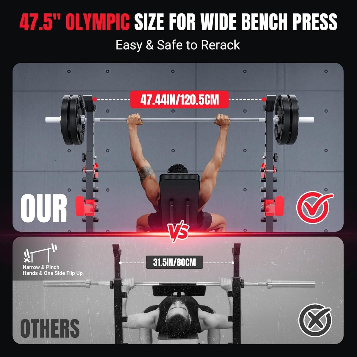 YOLEO Olympic Weight Bench with Rack, 1980 lb view 2