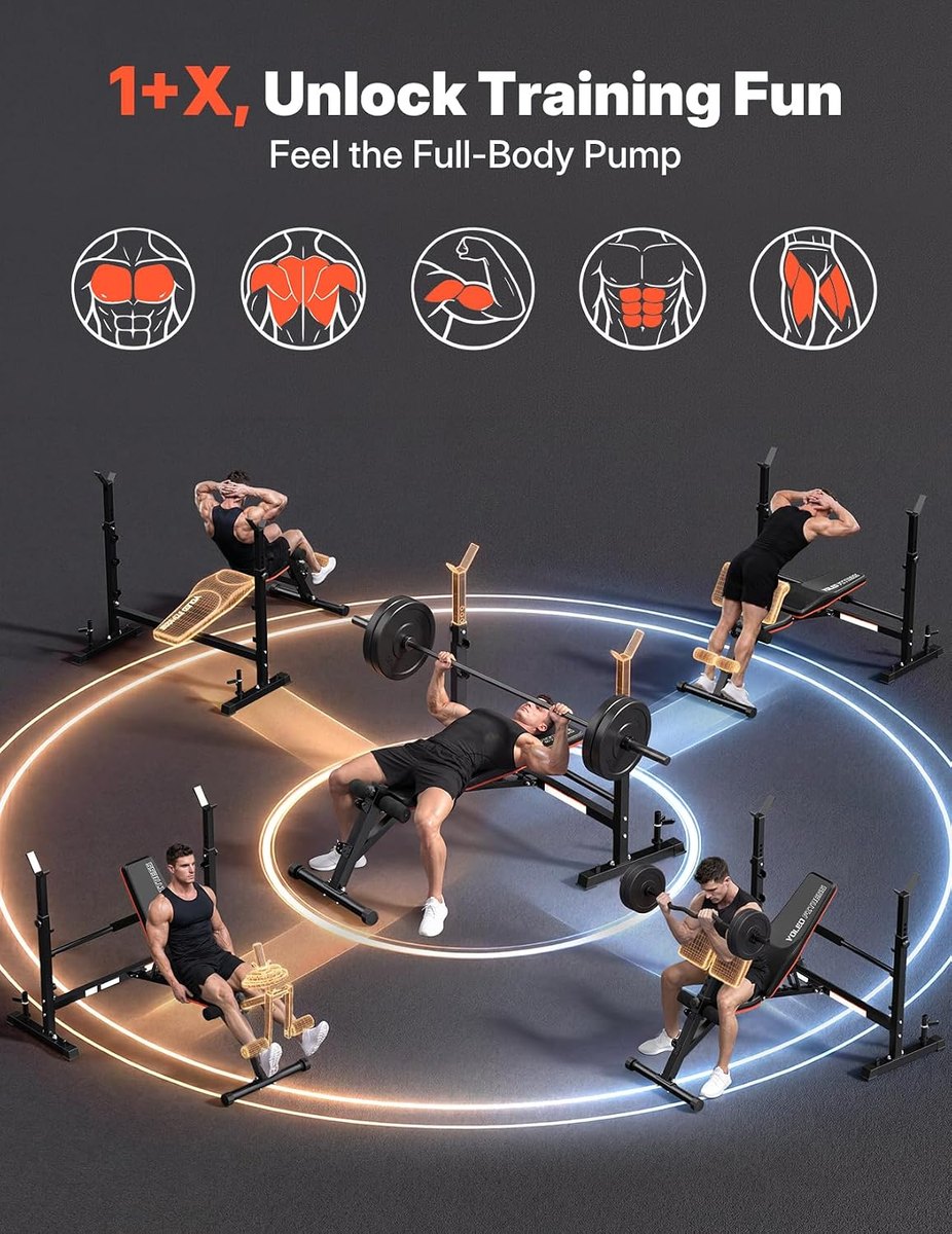 YOLEO Olympic Weight Bench, Foldable 1870 lb view 2