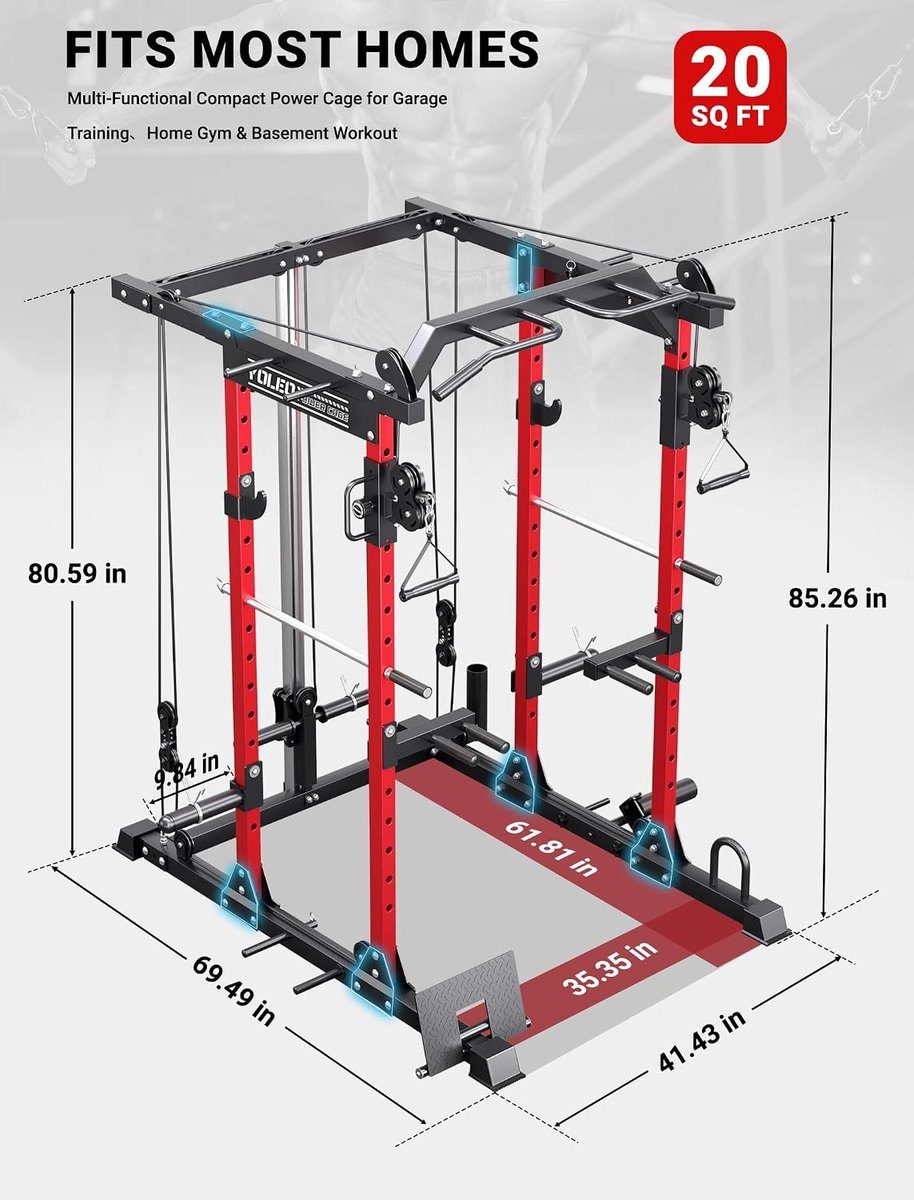 YOLEO Power Cage with Dual Pulley view 5