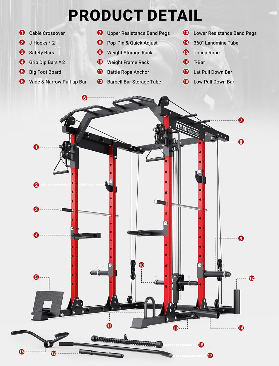 YOLEO Power Cage with Dual Pulley view 6