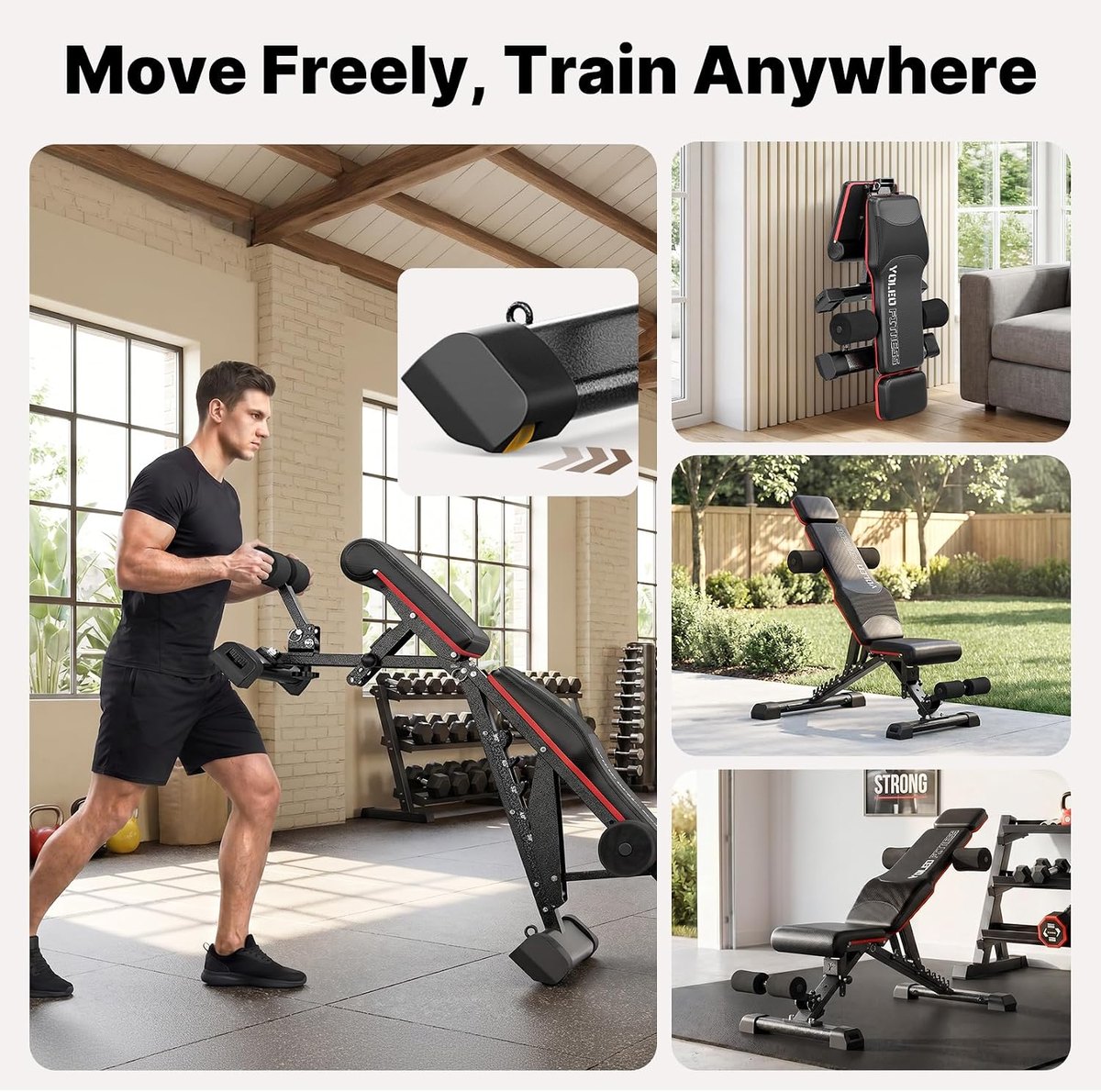 YOLEO Weight Bench with Press Stand, 1100 lb view 5