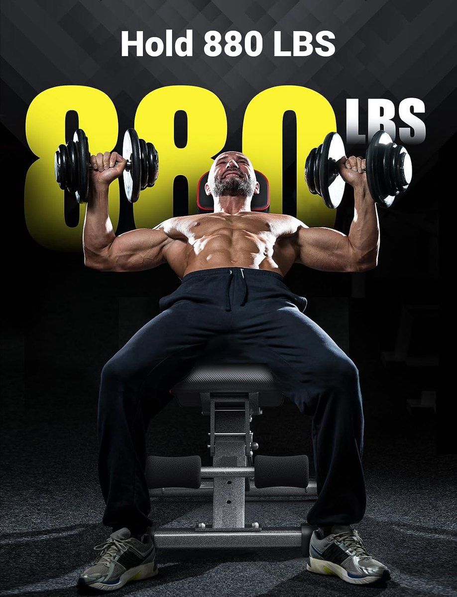 YOLEO Weight Bench with Press Stand, 880 lb view 2