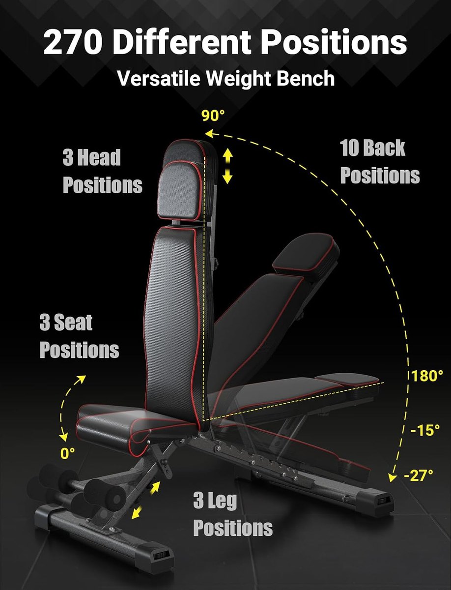 YOLEO Weight Bench with Press Stand, 880 lb view 3