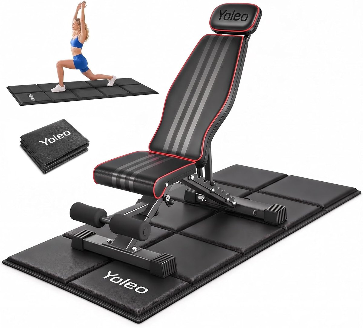 YOLEO Weight Bench and Floor Mat Bundle