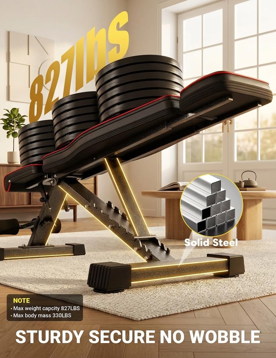 YOLEO Weight Bench and Floor Mat Bundle view 3